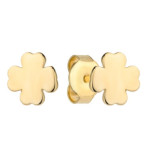 Złote kolczyki 585 czterolistne koniczynki gładkie