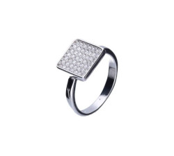 Srebrny pierścionek 925 kwadrat z cyrkonią
