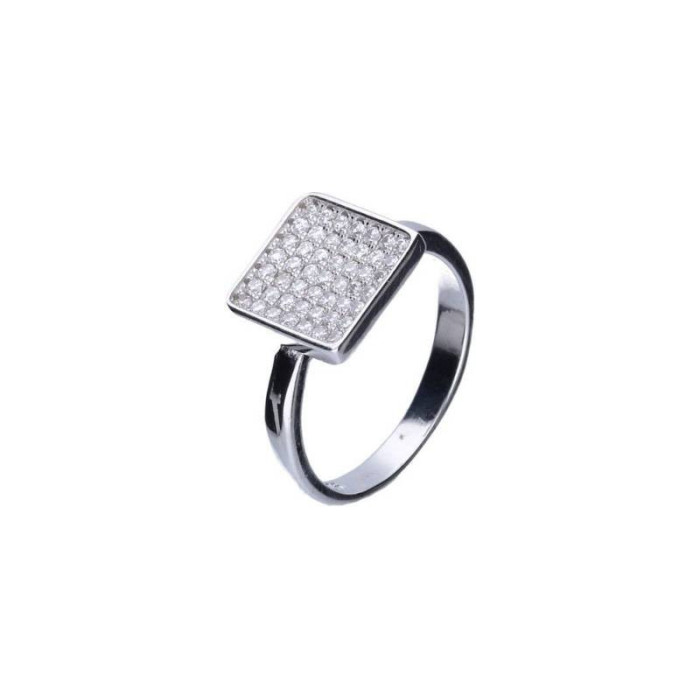 Srebrny pierścionek 925 kwadrat z cyrkonią