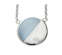 Srebrny naszyjnik 925 niebiesko srebrne kółko