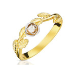 Złoty pierścionek 333 kwiat z cyrkoniami białe złoto