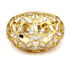 Złoty pierścionek 585 z białym złotem ażurowy 16 19