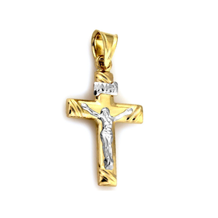 Złoty krzyżyk 585 z JEZUSEM w BIAŁYM złocie 14kt