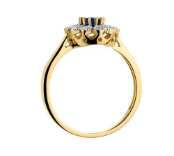 Złoty pierścionek 585 szafir z brylantami 2,8g