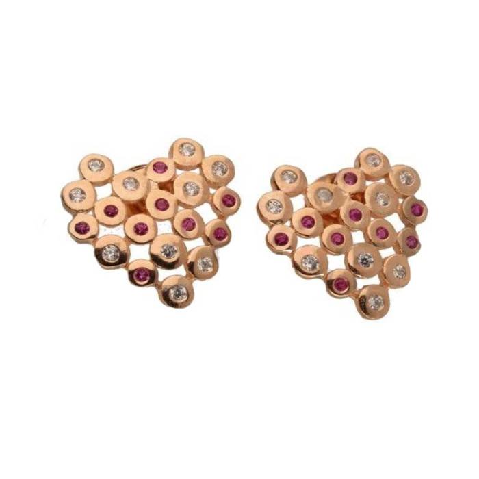 Srebrne kolczyki 925 złocone na różowo serce 2,40g