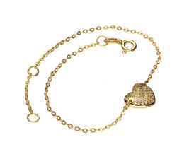 Srebrna złocona bransoletka 925 serce z cyrkoniami 1,58g