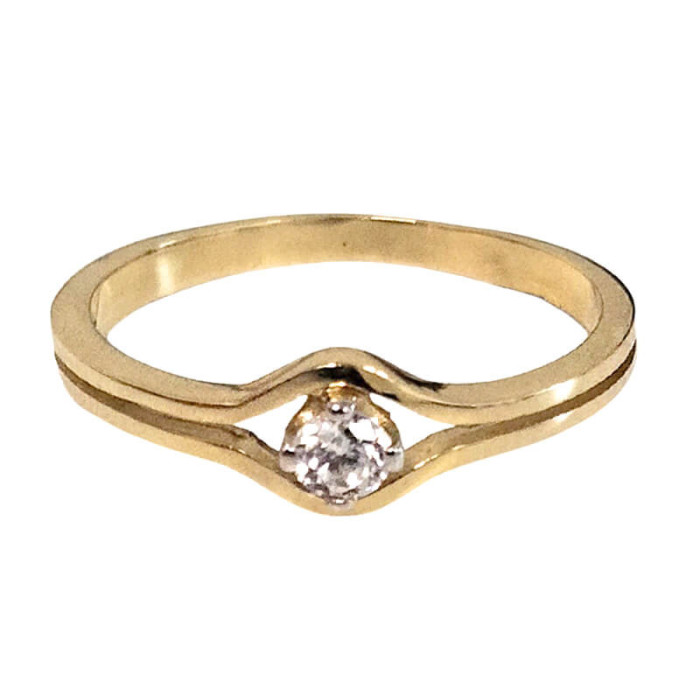 Złoty nowoczesny pierścionek 585 z cyrkonią 1,78g