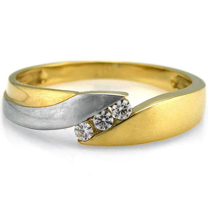 Złoty pierścionek 585 prezent zaręczyny cyrkonie