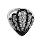 Srebrny pierścionek 925 muszelka z cyrkoniami r14