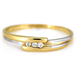 Złoty pierścionek 585 białe złoto z cyrkoniami
