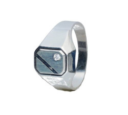 Srebrny pierścionek 925 sygnet z cyrkonią