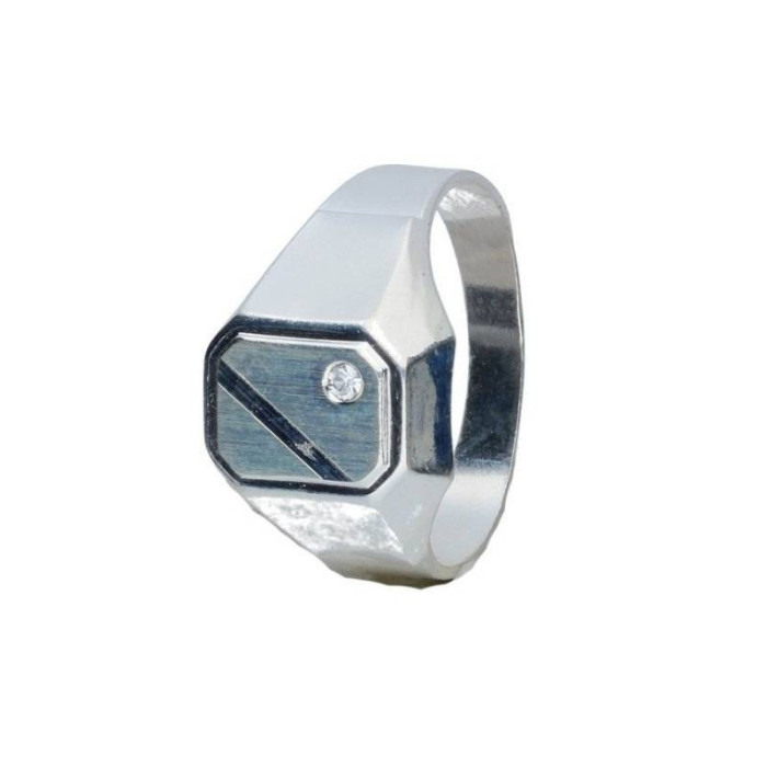Srebrny pierścionek 925 sygnet z cyrkonią