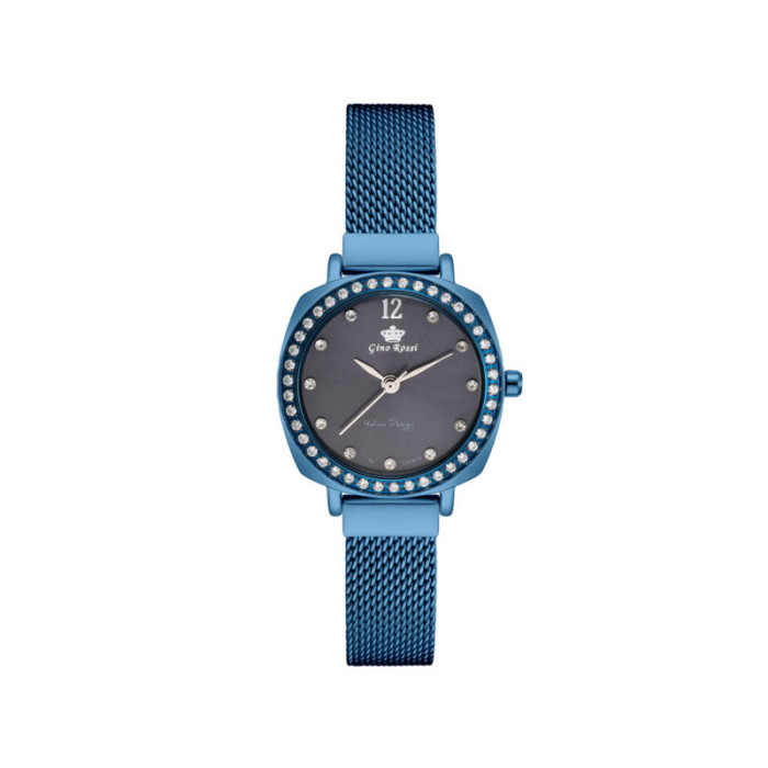 Niebieski DAMSKI zegarek z CYRKONIAMI prezent