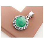 Srebrny komplet biżuterii 925 zielone kamienie