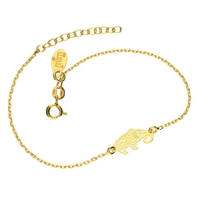 Srebrna złocona bransoletka 925 ażurowy słoń 1,55g