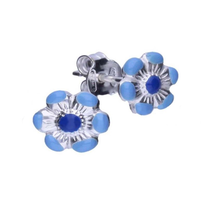 Srebrne kolczyki 925 niebieskie kwiatuszek 0,62g