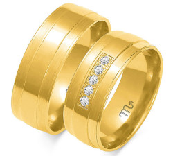 Obrączka z diamentami ślubna grawerowana złota 333