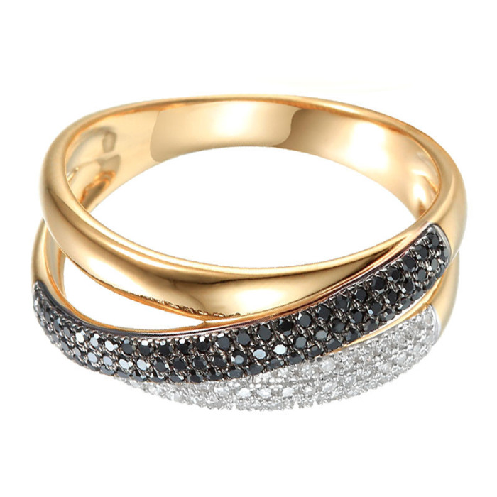Złoty pierścionek 585 czarne diamenty