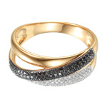 Złoty pierścionek 585 czarne diamenty