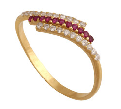 Złoty pierścionek 585 rubinowe cyrkonie 1,10 g
