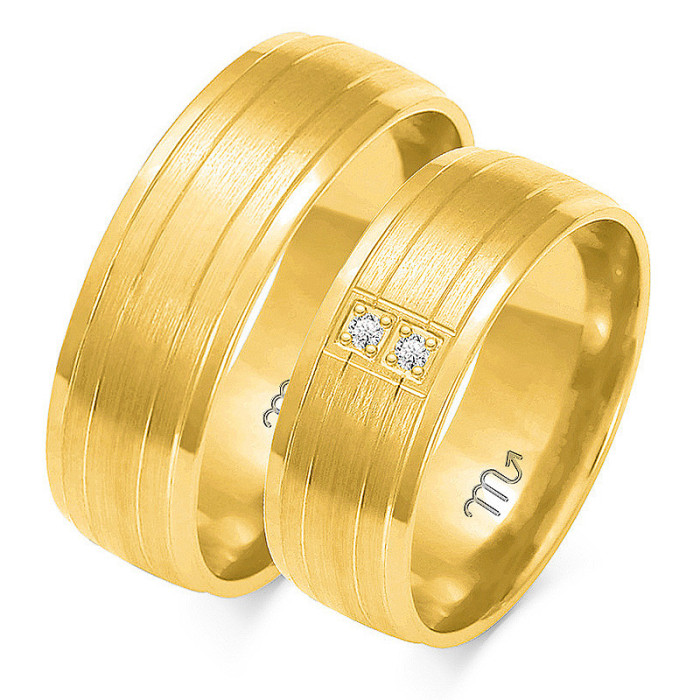 Obrączka z diamentami ślubna grawerowana złota 585