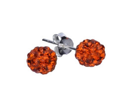 Srebrne kolczyki 925 kulki z pomarańczowymi kryształkami 1,00g