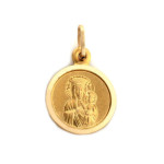 Złoty okrągły medalik 585 z Matką Boską Częstochowską