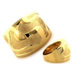 Złoty pierścionek 585 zdobiony satynowany wzór 5,2g
