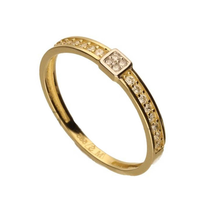 Złoty pierścionek 585 klasyczny z cyrkoniami 0,91 g
