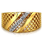 Złoty pierścionek 585 szeroki ażurowy z cyrkoniami 3,31g
