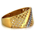 Złoty pierścionek 585 szeroki ażurowy z cyrkoniami 3,31g