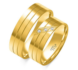 Ślubna obrączka z grawerem i diamentem złota 333