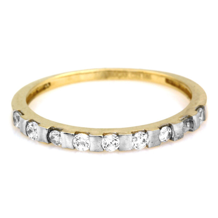 Złoty pierścionek 585 z białym złotem i cyrkoniami 1,63 g