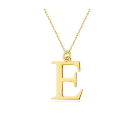 Złoty naszyjnik 585 litera E z diamentem 1,35g