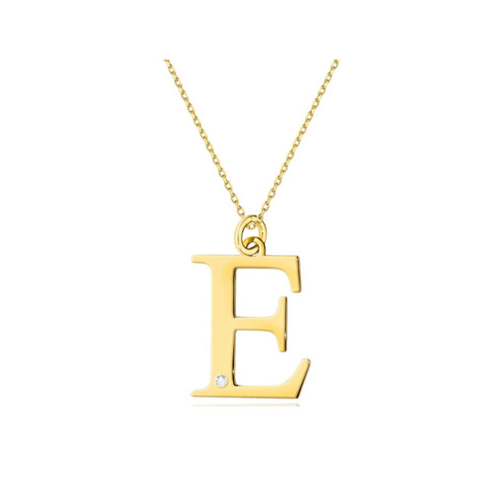 Złoty naszyjnik 585 litera E z diamentem 1,35g