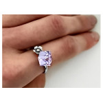 Srebrny pierścionek 925 kwiatek fioletowa cyrkonia kostka 20r na prezent