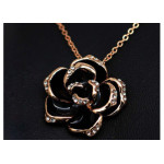 Komplet biżuterii czarne róże emalia z cyrkoniami