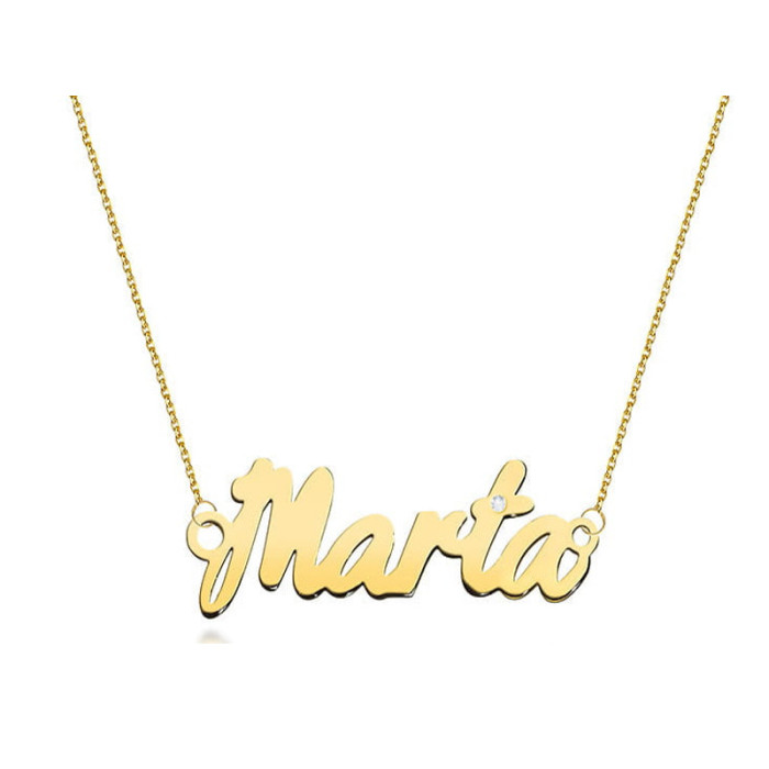 Złoty naszyjnik 585 imię Marta diamenty 1,2g