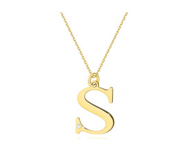 Złoty naszyjnik 585 litera S z diamentem 1,35g
