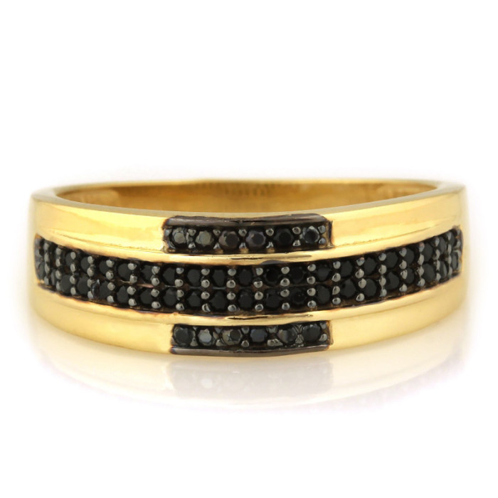 Złoty pierścionek 585 czarne cyrkonie szeroki 3,55 g
