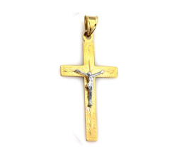 Złoty krzyż 585 Jezus Chrystus białe złoto 1.34g