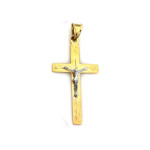 Złoty krzyż 585 Jezus Chrystus białe złoto 1.34g