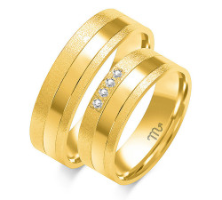 Obrączka z diamentami ślubna grawerowana złota 585