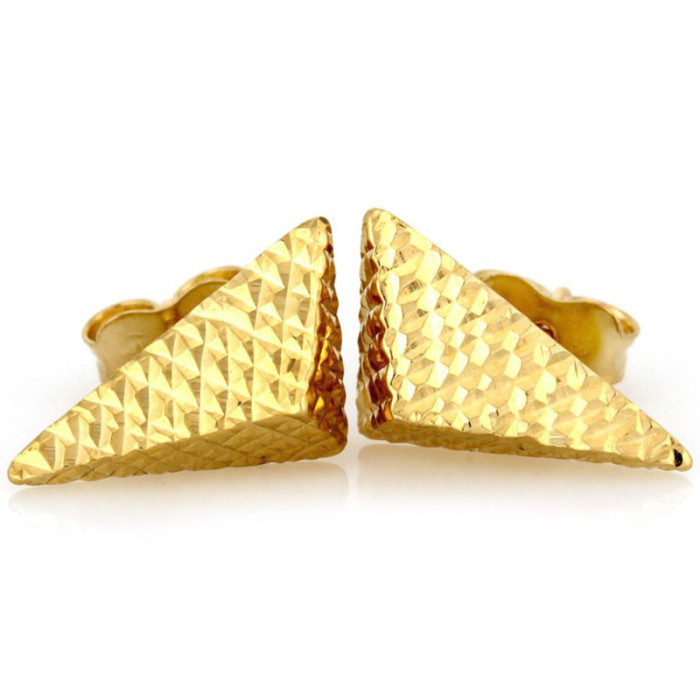 Złote kolczyki 333 trójkąciki 3D sztyft 1,30 g