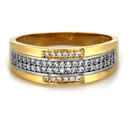 Złoty pierścionek 585 ażurowy z rzędem cyrkonii r 19