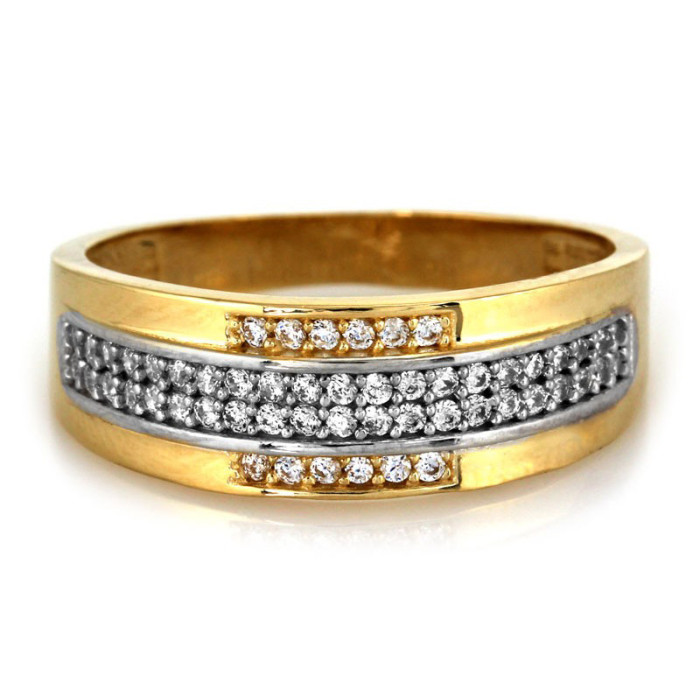 Złoty pierścionek 585 ażurowy z rzędem cyrkonii r 19