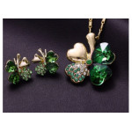 Komplet biżuterii koniczynki zielone szmaragdowe cyrkonie na prezent