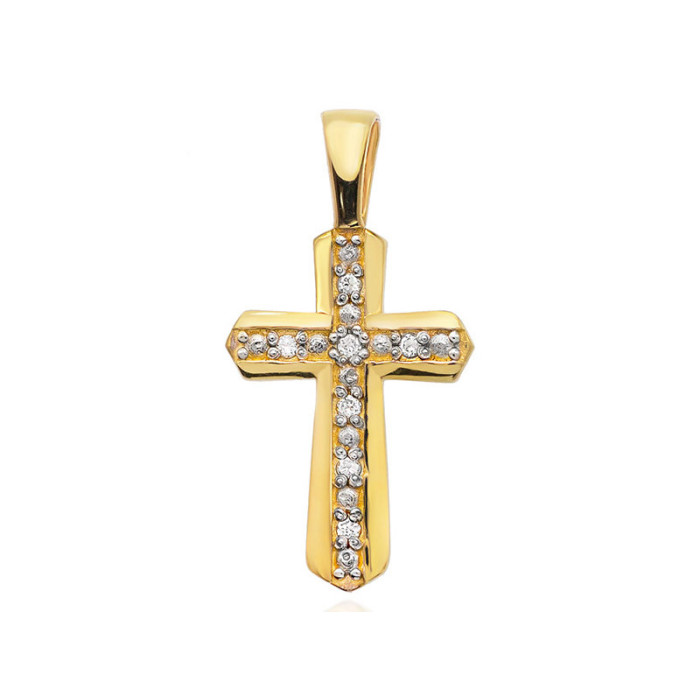 Złoty krzyż 585 zdobiony diamentami