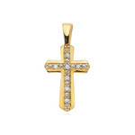 Złoty krzyż 585 zdobiony diamentami