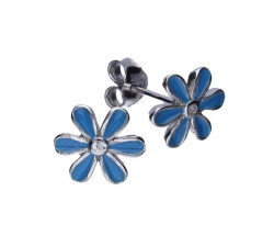 Srebrne kolczyki 925 niebieskie kwiatuszki 0,80g